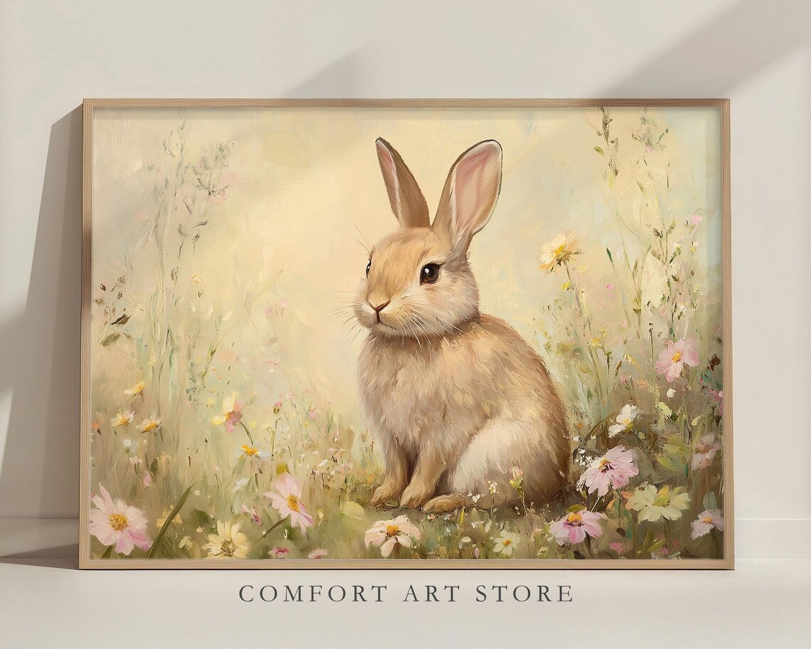 Easter Bunny Art Print, Cute Neutral Nursery Decor - Image 2