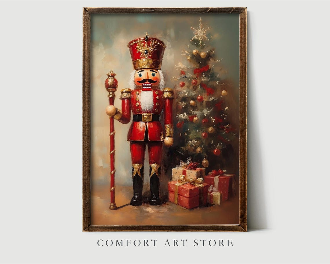 Nutcracker King with Staff by Decorated Christmas Tree Wall Art - Image 2