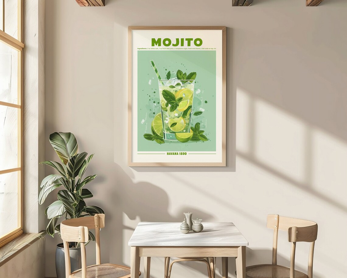 Mojito Cocktail Retro Exhibition Poster, Bar Decor - Image 4