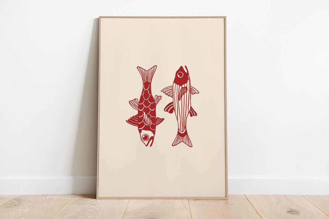 Red Fish Print Fish Art Wall Art Print Wall Art Instant Fish Print Fish Wall Art - Image 3