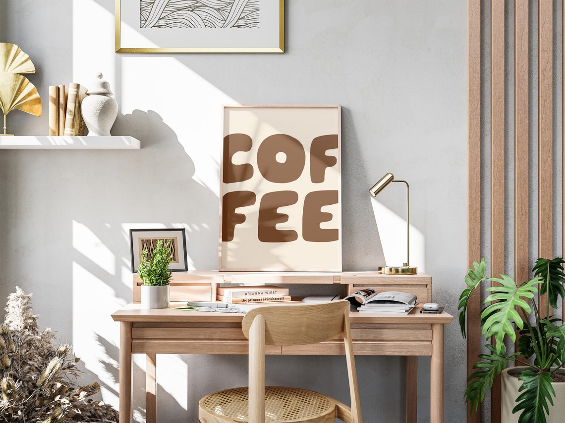 Brown Bold COFFEE Typography Modern Minimalist Kitchen Wall Art - Image 3