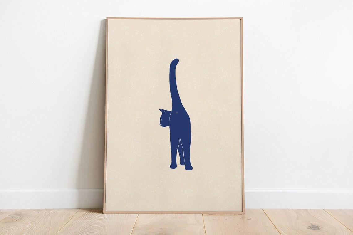 Cat Butt Art Print Cat Illustrated Wall Art Cute Cat Poster Cat Lover Gift