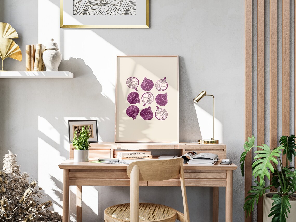 Red Onion Art Print, Kitchen Wall Art Poster - Image 3
