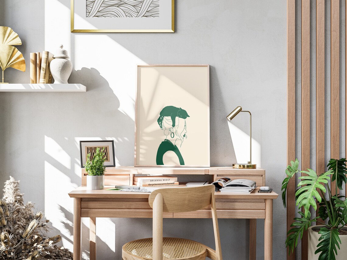 Cat Lady Minimal Art Print, Cat Lover Gift - Image 3