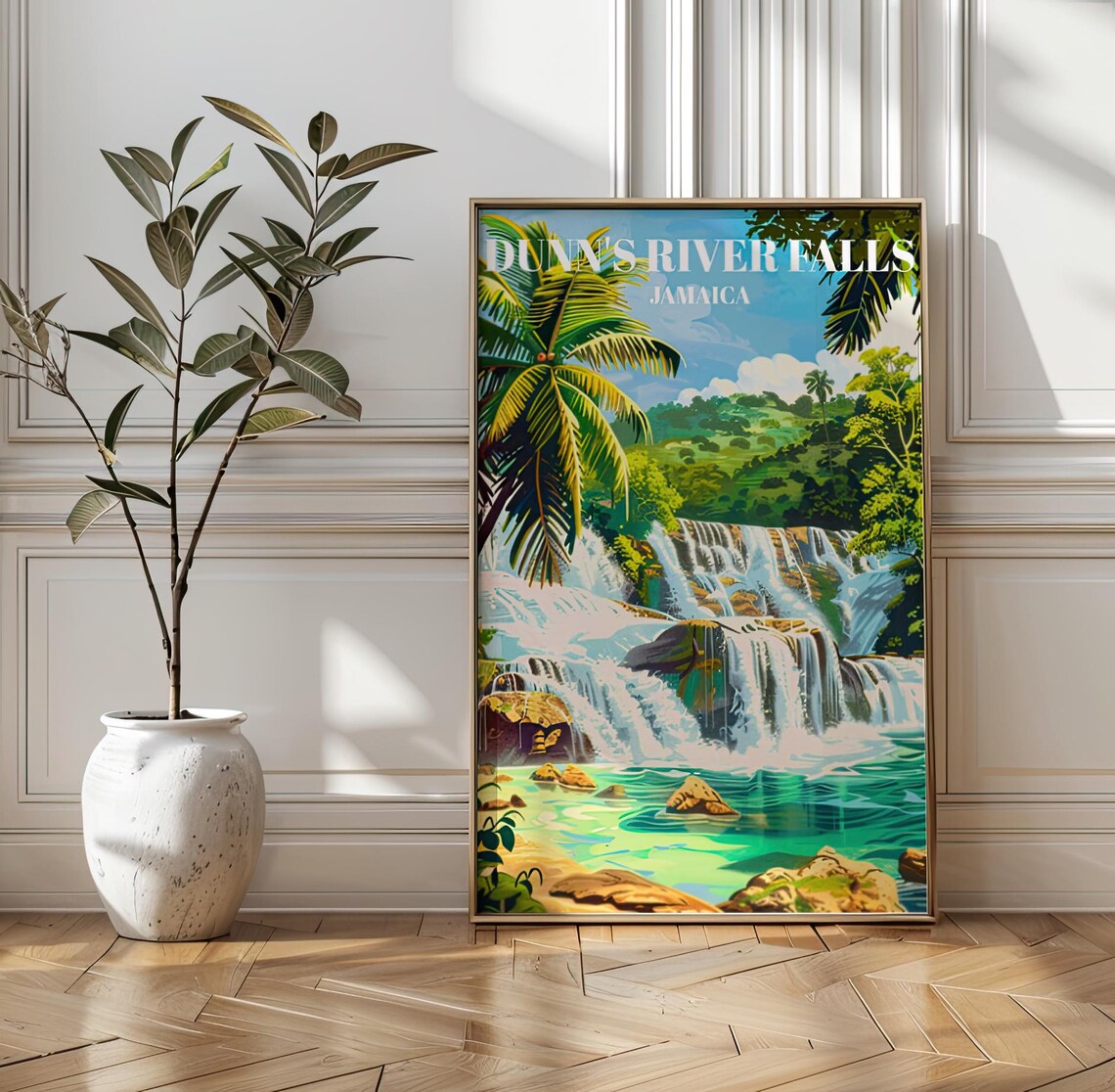 Dunns River Falls Jamaica Travel Poster, Caribbean