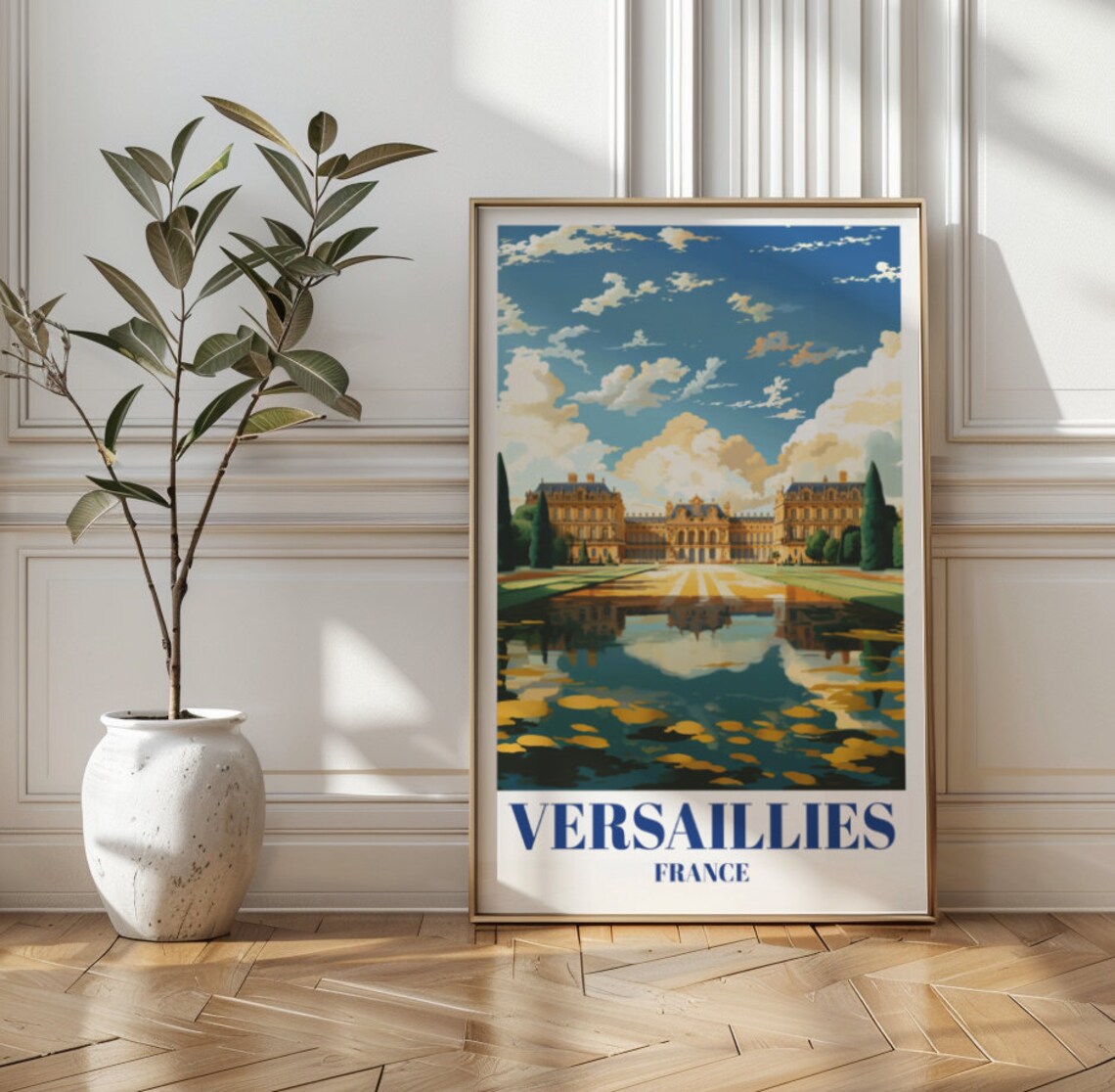 Versailles France Palace Garden Reflection Vintage Travel Poster