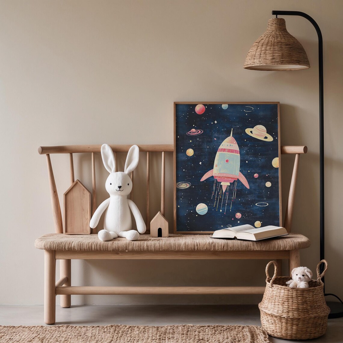 Space Rocket Poster, Nursery Kids Room Decor - Image 2
