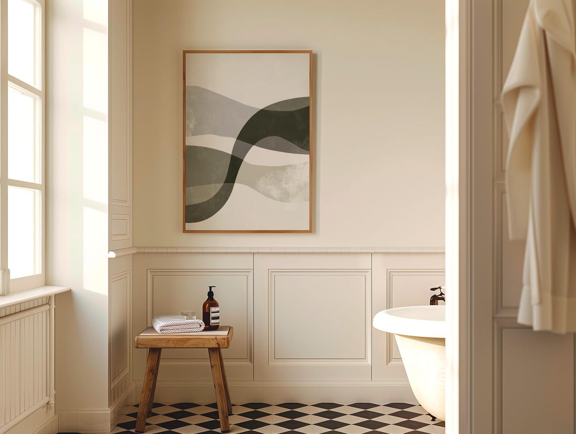 Layered Sage Green Curves Minimalist Abstract Landscape Poster - Image 5