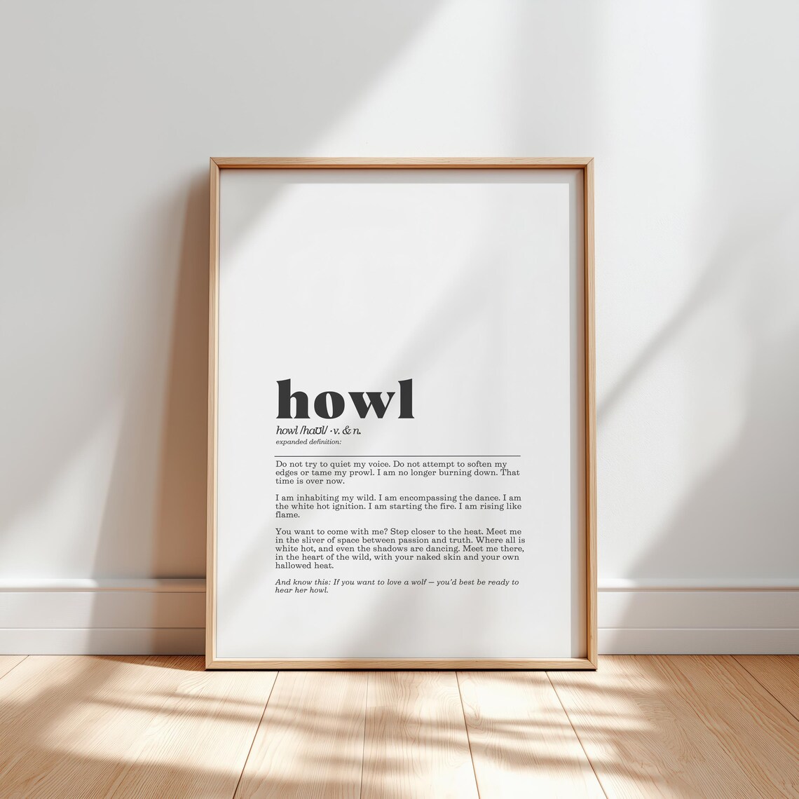 Howl Wild Woman Definition Poem Wolf Spirit Feminist Art Poster