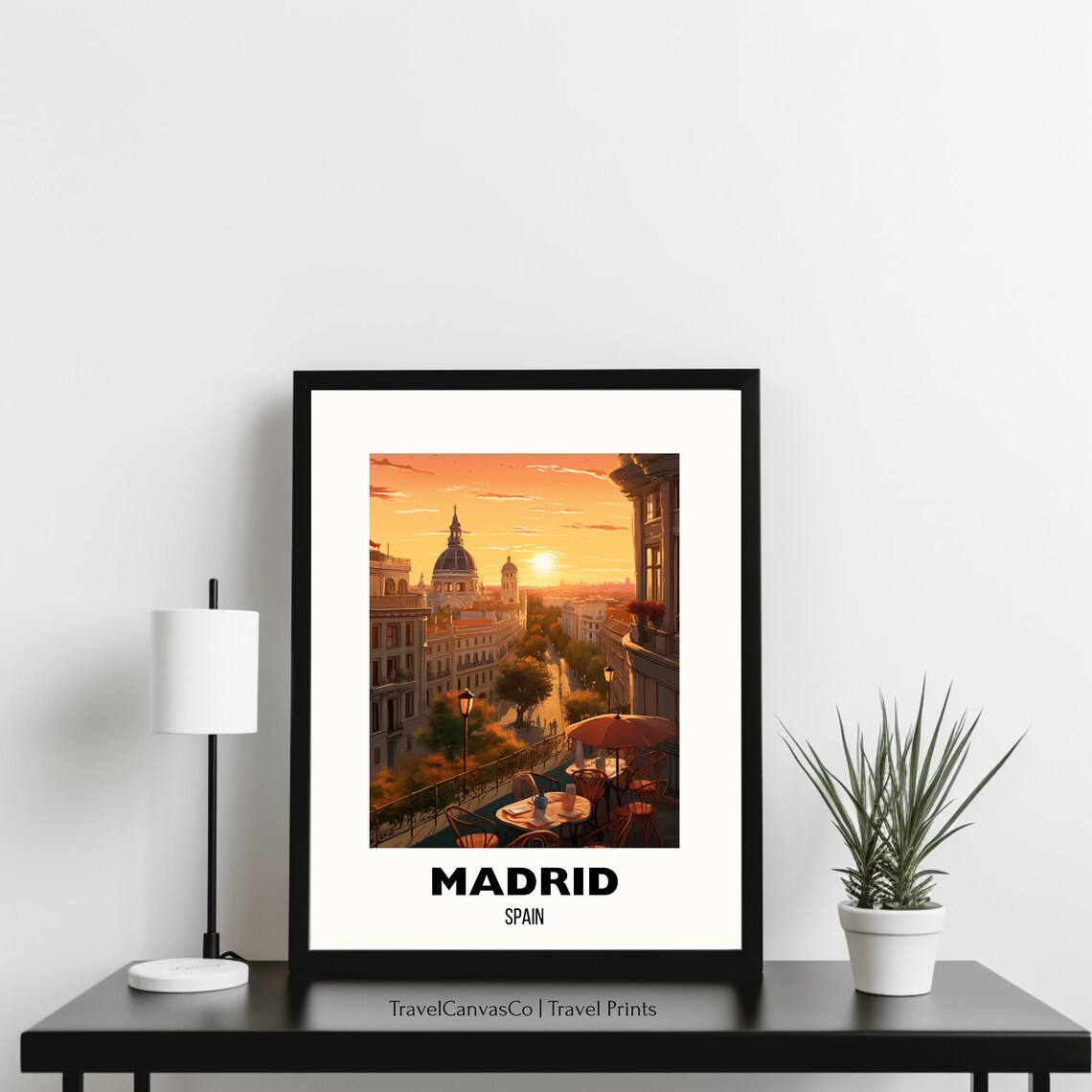 Madrid Spain Sunset Rooftop Cathedral Dome City Travel Poster - Image 3