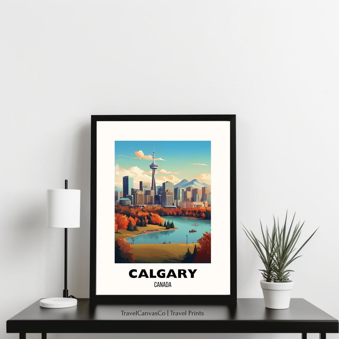 Calgary Canada Autumn Tower Riverside Scenic City Travel Poster - Image 3