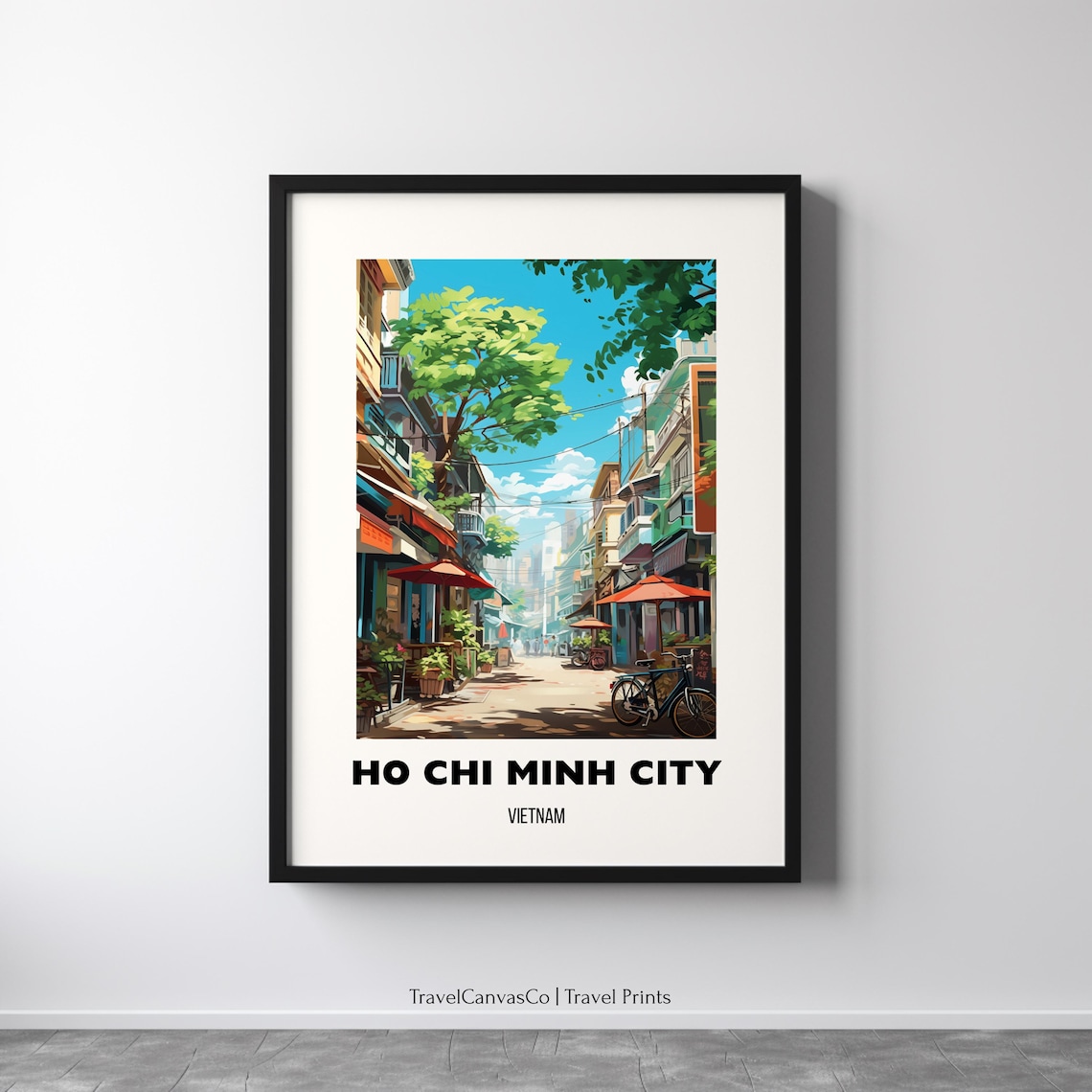 Ho Chi Minh City Vietnam Old Shophouse Street Scene Travel Poster