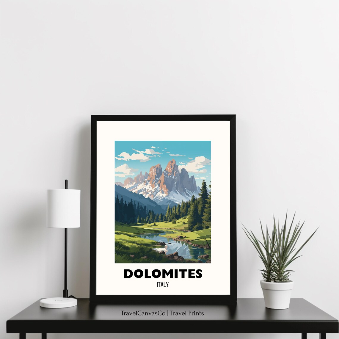 Dolomites Italy Jagged Alpine Peaks Lake Vintage Travel Poster - Image 3