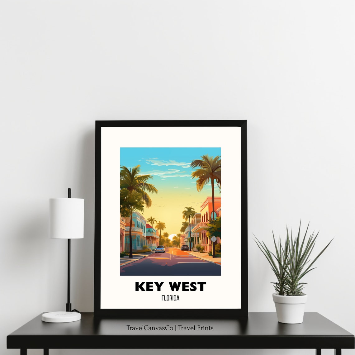 Key West Florida Duval Street Sunset Palm Trees Travel Poster - Image 3