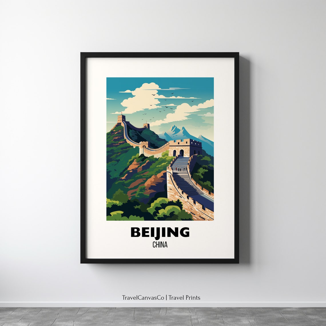 Beijing China Great Wall Mountain Winding Landscape Travel Poster