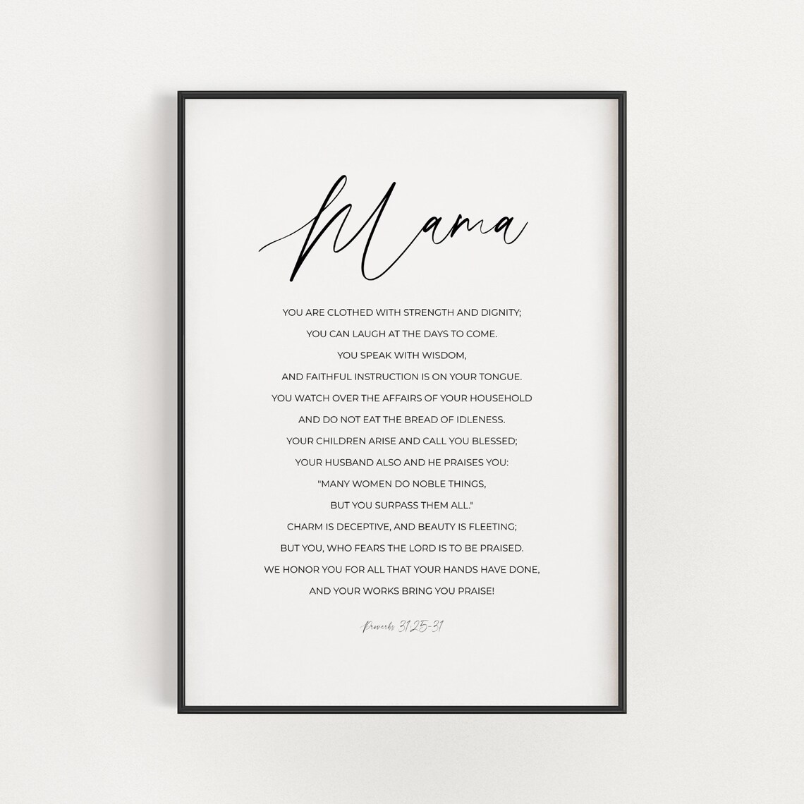 Proverbs 31:25 Mama Bible Verse, Christian Gift