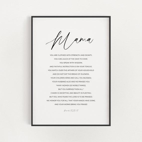 Proverbs 31:25 Mama Bible Verse, Christian Gift