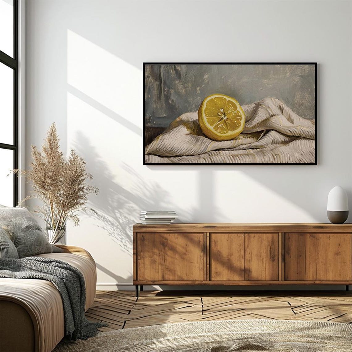 Fresh Half Lemon Still Life Oil Painting Citrus Kitchen Poster - Image 4