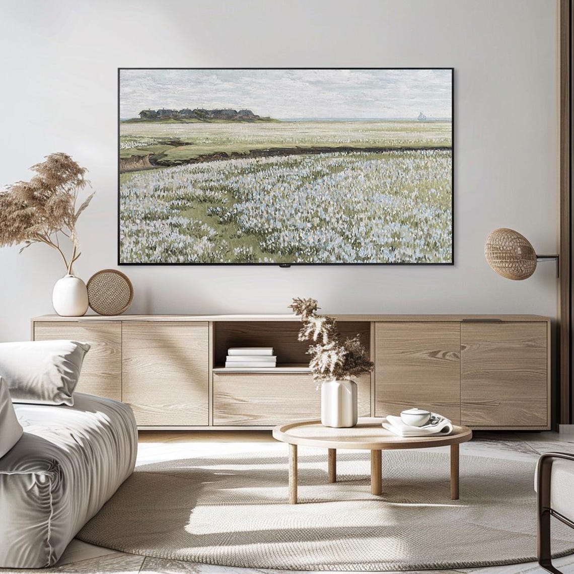 Wildflower Field Farm Vintage Blooming Meadow Landscape Poster - Image 5