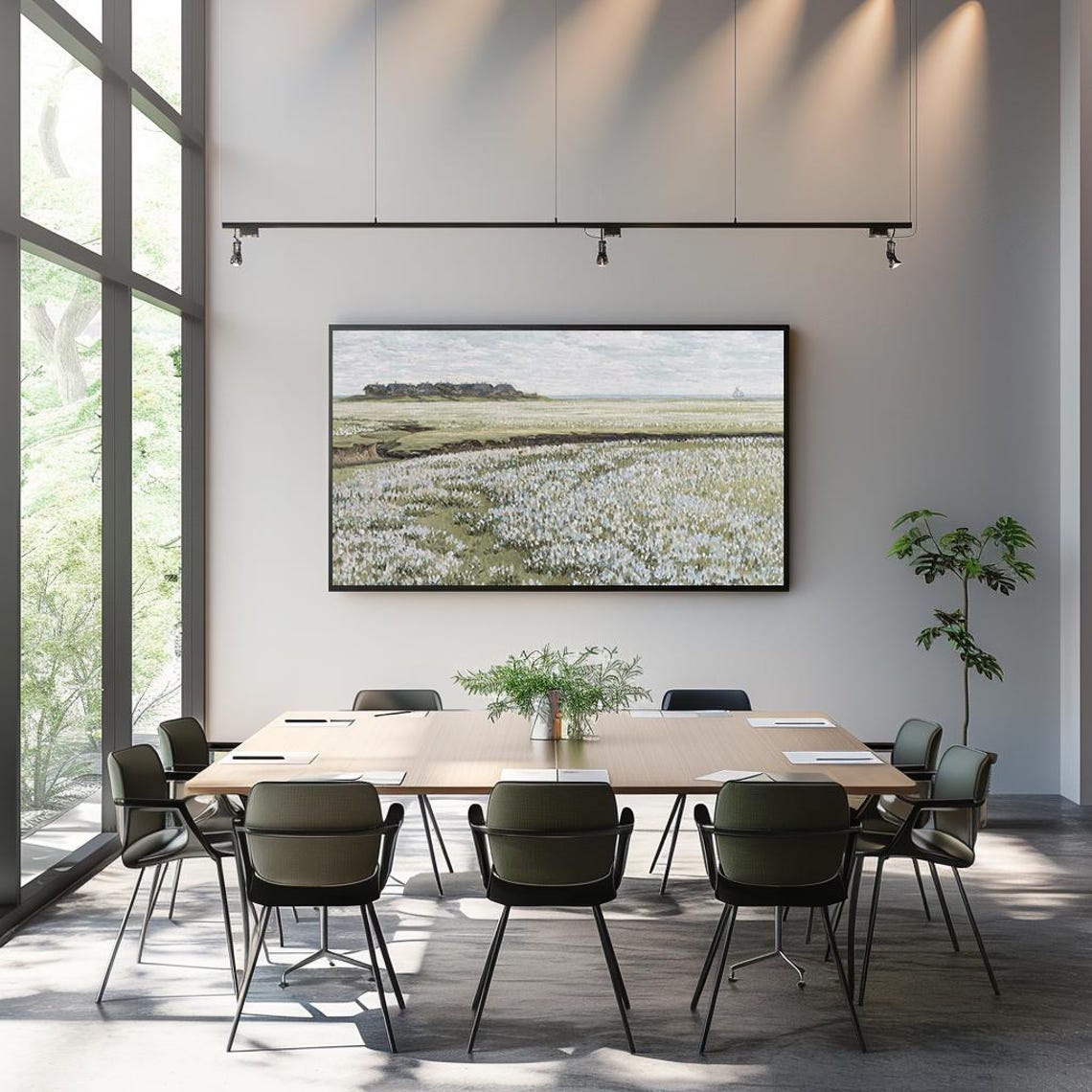 Wildflower Field Farm Vintage Blooming Meadow Landscape Poster - Image 3