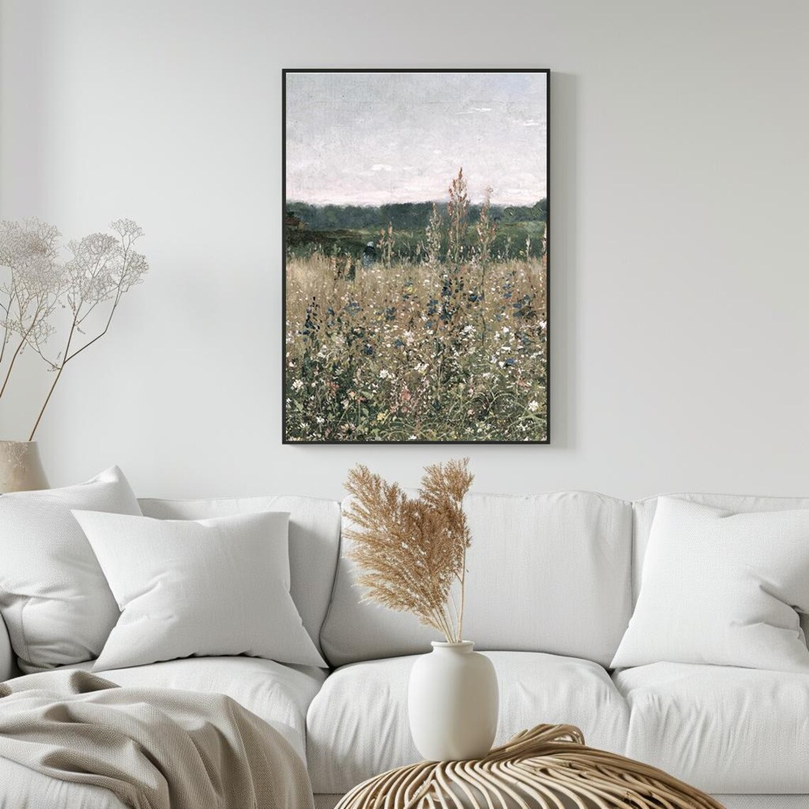 Wildflower Field Tall Grasses Vintage Meadow Painting Poster - Image 5