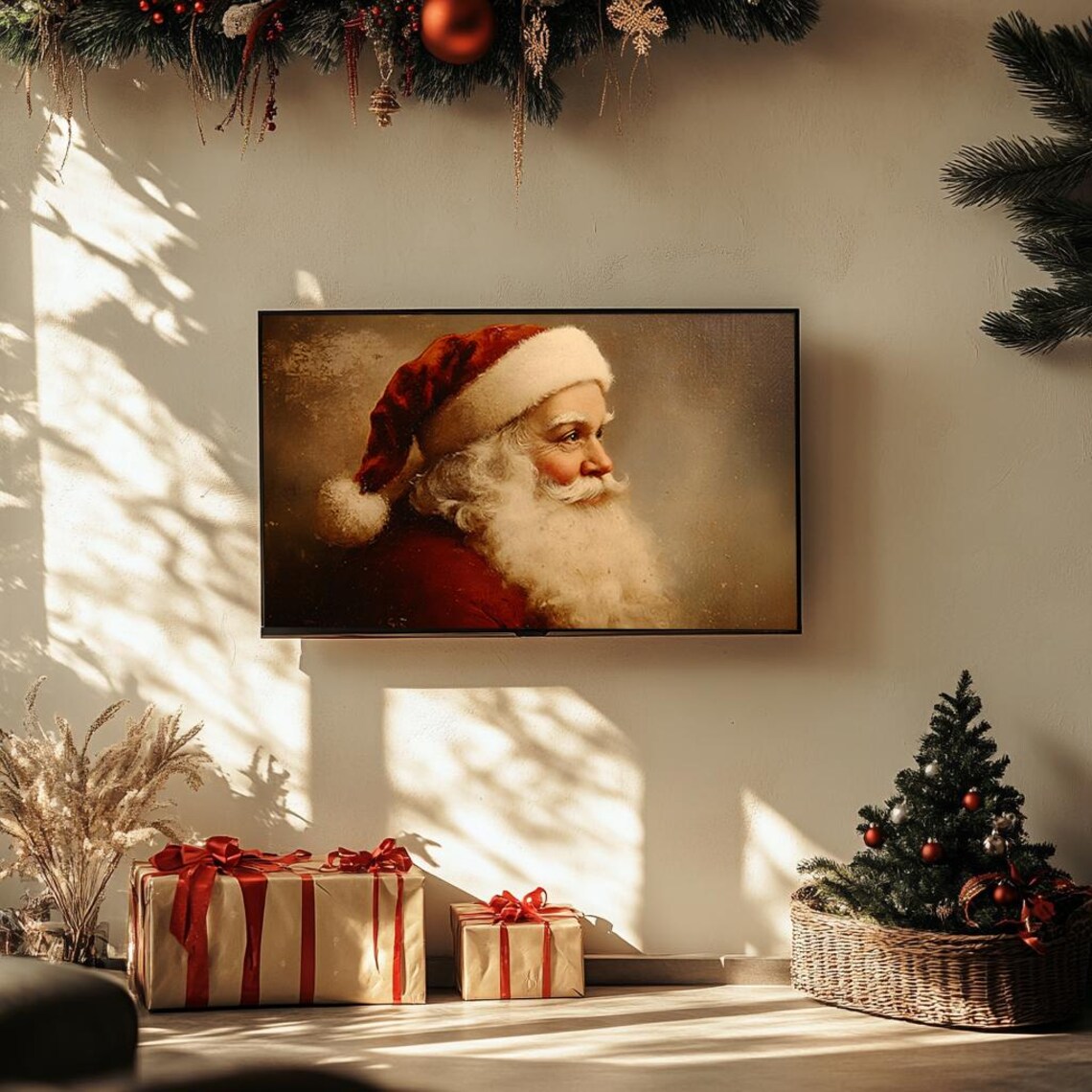 Classic Santa Claus Portrait Painting Vintage Christmas Art Poster - Image 3