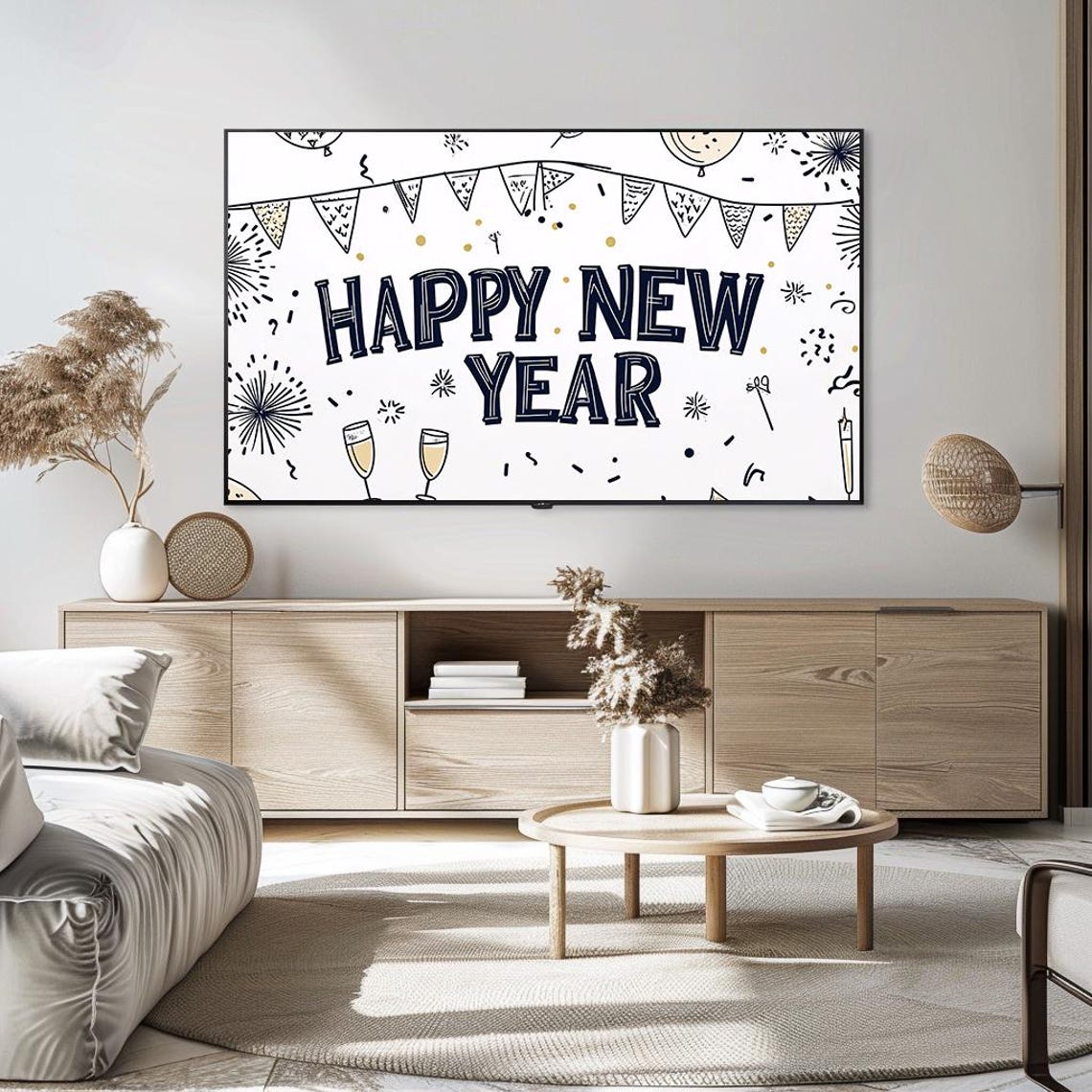 Happy New Year Hand Lettered Doodle Celebration Party Decor Poster - Image 5