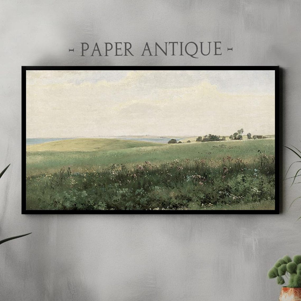 Wildflower Meadow Green Field Vintage Summer Landscape Art Poster