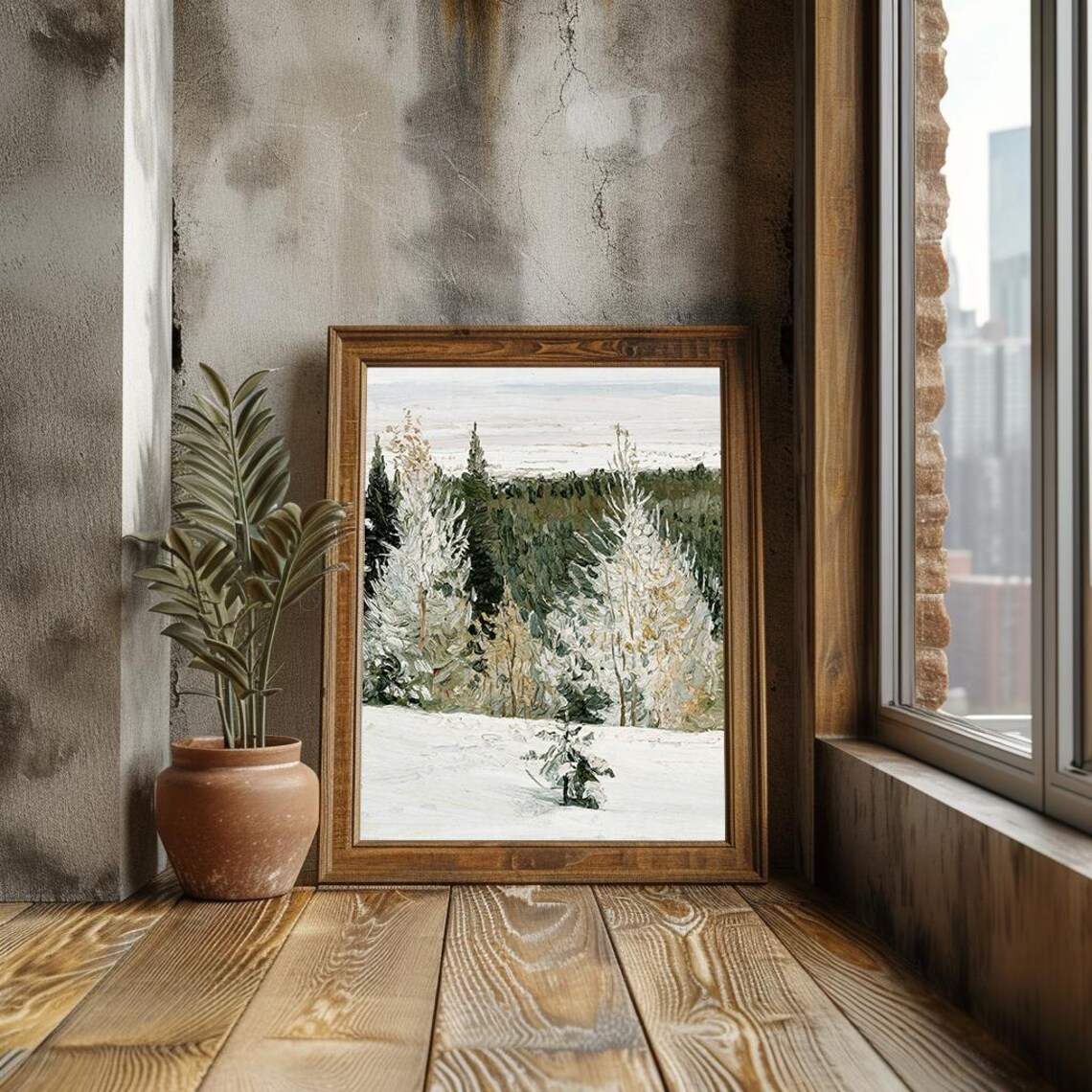 Winter Forest Scene, Impressionist Style Art Print - Image 3