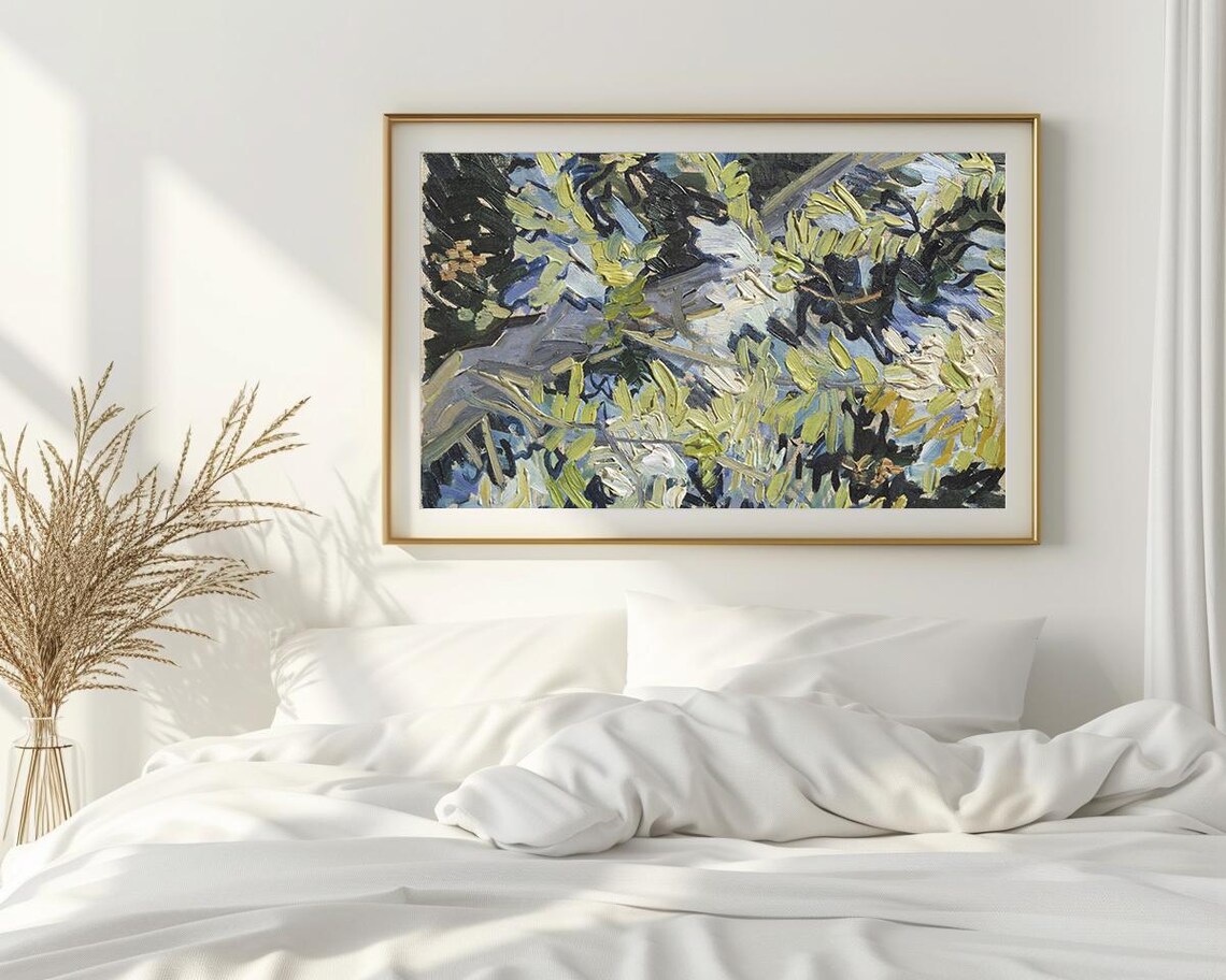 Almond Branches Impressionist Oil Painting Textured Nature Wall Art Print Wall Decor Ls - Image 2