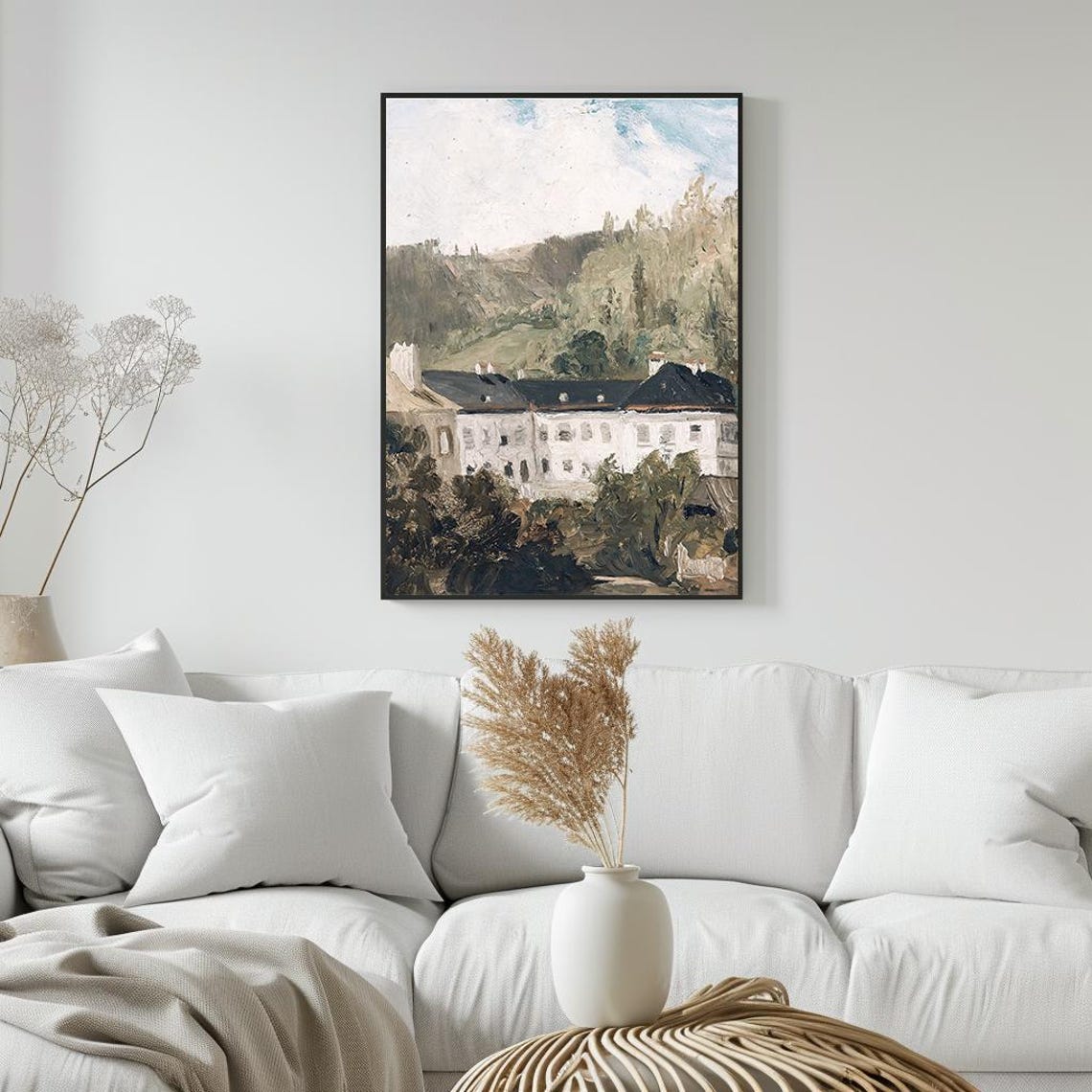 Historic Mansion Landscape Oil Painting Victorian Style Architecture Rustic Decor Print Wall Art Pt - Image 5