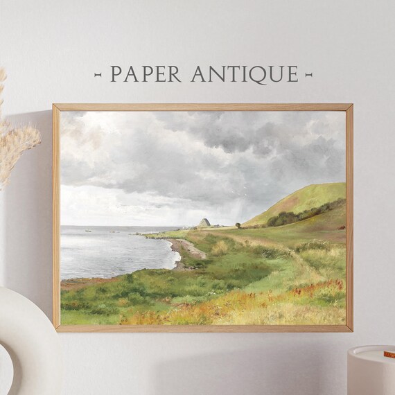 Coastal Shoreline Rolling Hills Seascape Ocean Scenic Painting Poster
