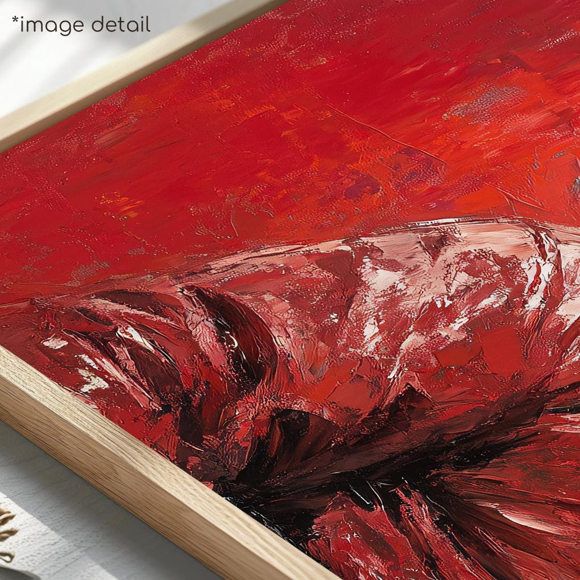 Cool Black Santa with Sunglasses Holding Gift Bold Red Painting Poster - Image 4