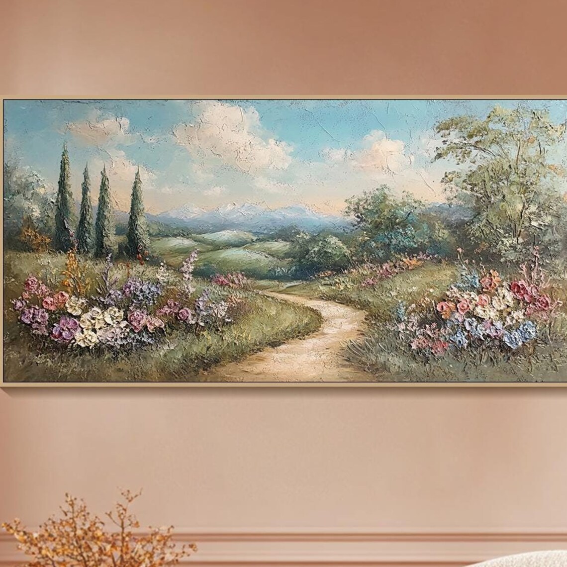 Landscape Painting Oil Painting On Original Colorful Wildflowers Acrylic Painting Bed Room Wall Art Framed Wall Art Abstract Wall Art