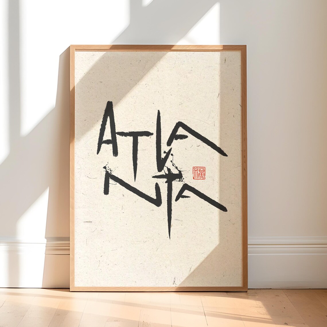 Atlanta Ink Calligraphy Typography Bold Georgia City Name Poster