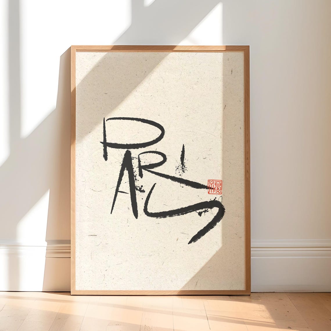 Paris France Ink Brush Stroke Calligraphy City Name Zen Poster
