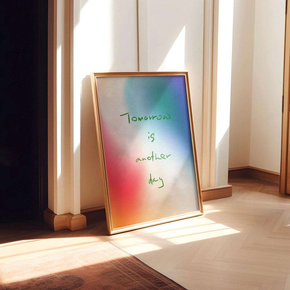 Tomorrow Is Another Day Quote Poster Handwritten Motivational Wall Art Color Gradient Uplifting Modern Print