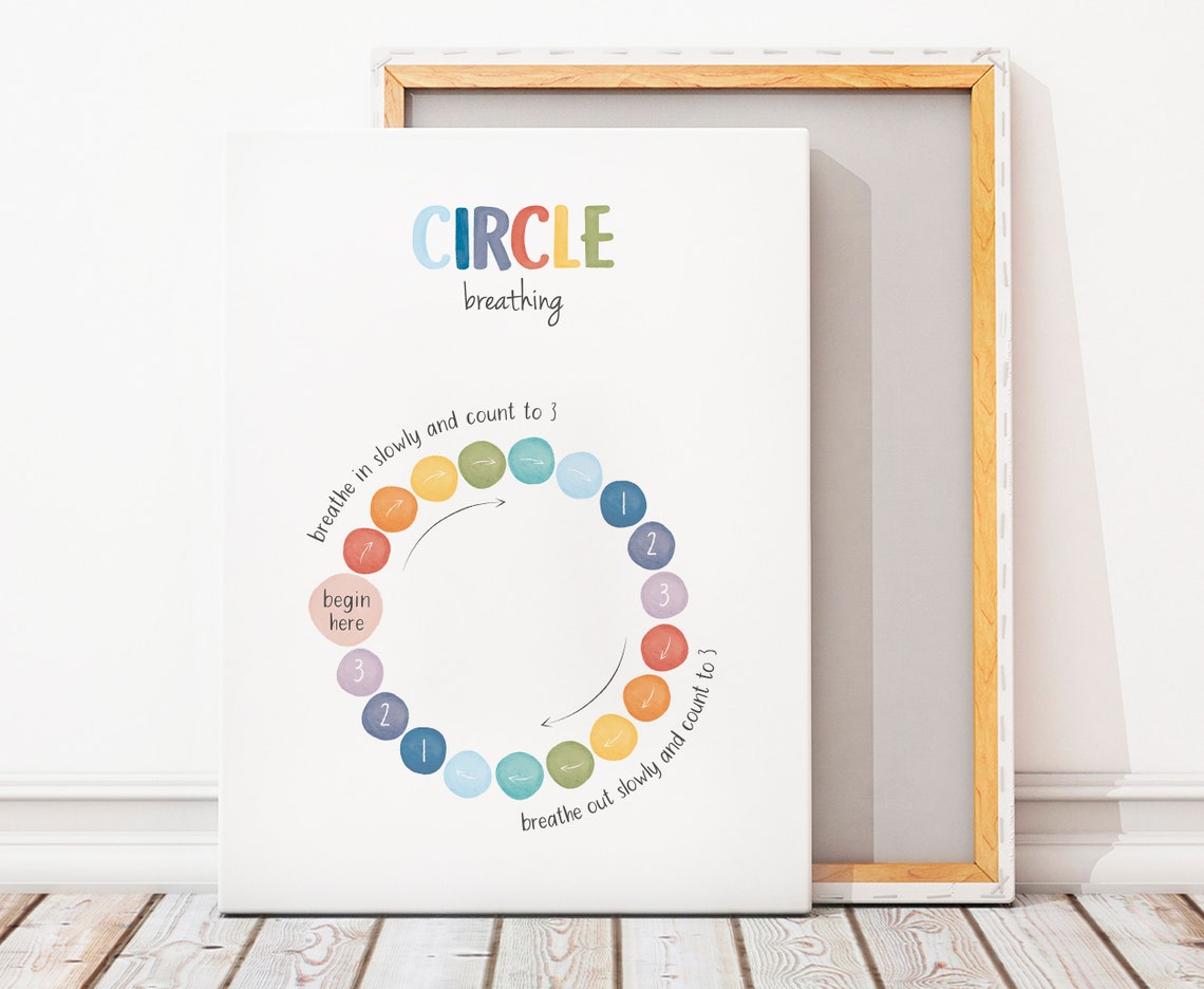 Circle Breathing Exercise Count To Three Mindful Calm Down Poster - Image 3