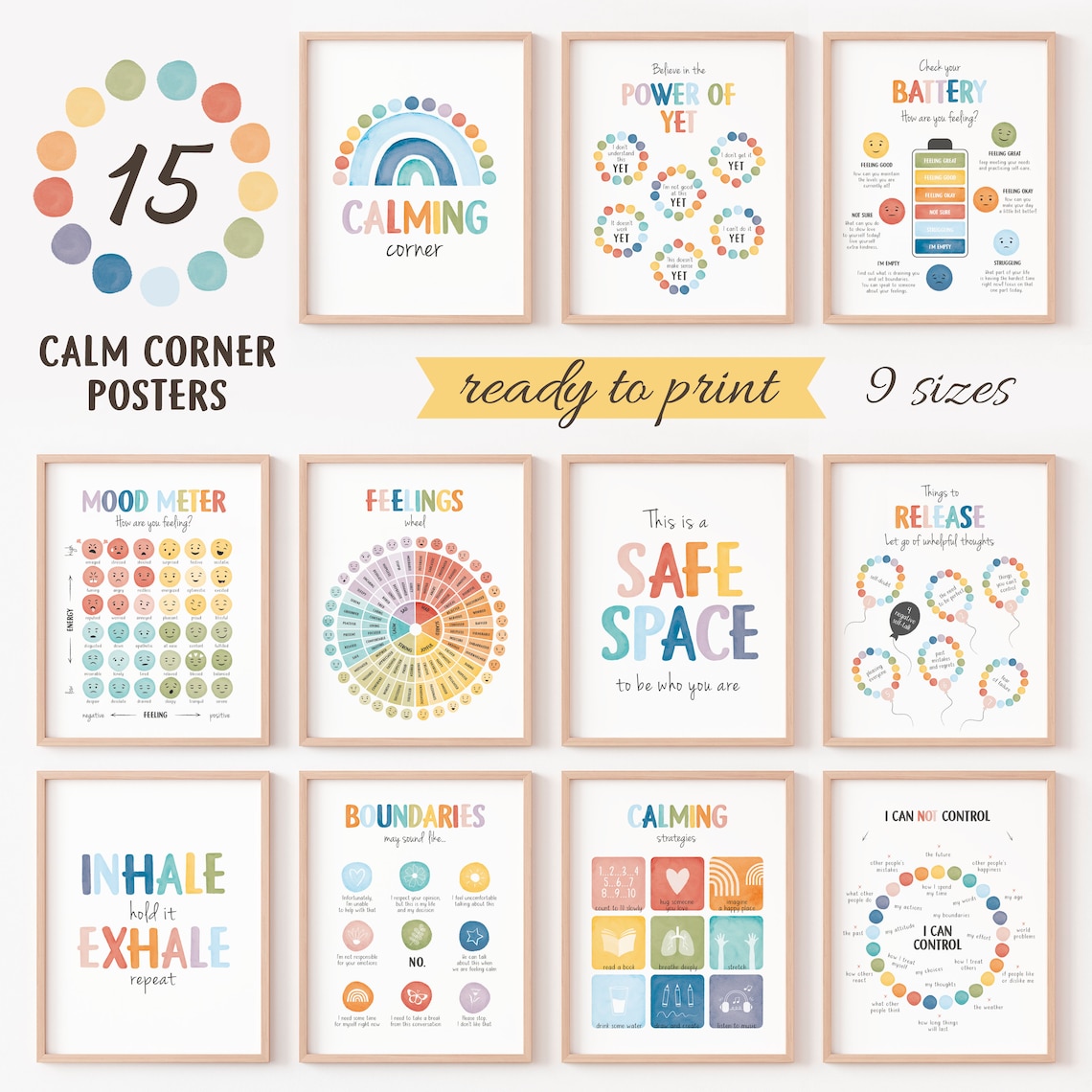 Calming Corner Posters for Counseling Classroom Decor