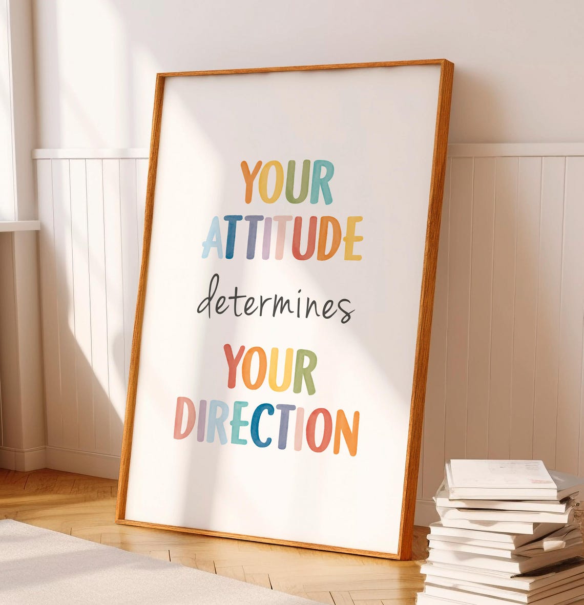 Your Attitude Determines Your Direction Rainbow Watercolor Poster - Image 3