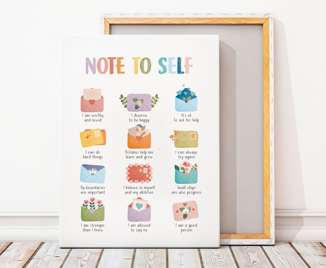 Note to Self Poster, Therapy Office Decor