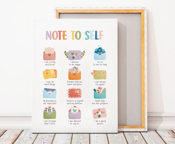 Note to Self Poster, Therapy Office Decor