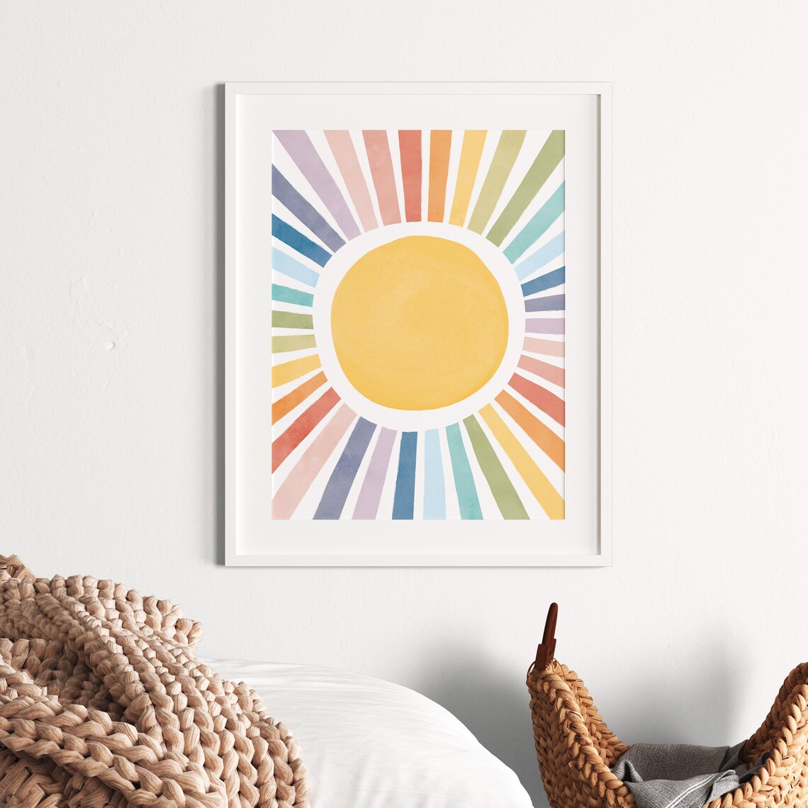 Sun Watercolor Nursery Print, Boho Playroom Decor - Image 5