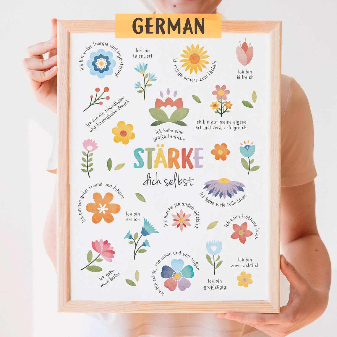 Compliment Yourself Positive Affirmation, German Poster