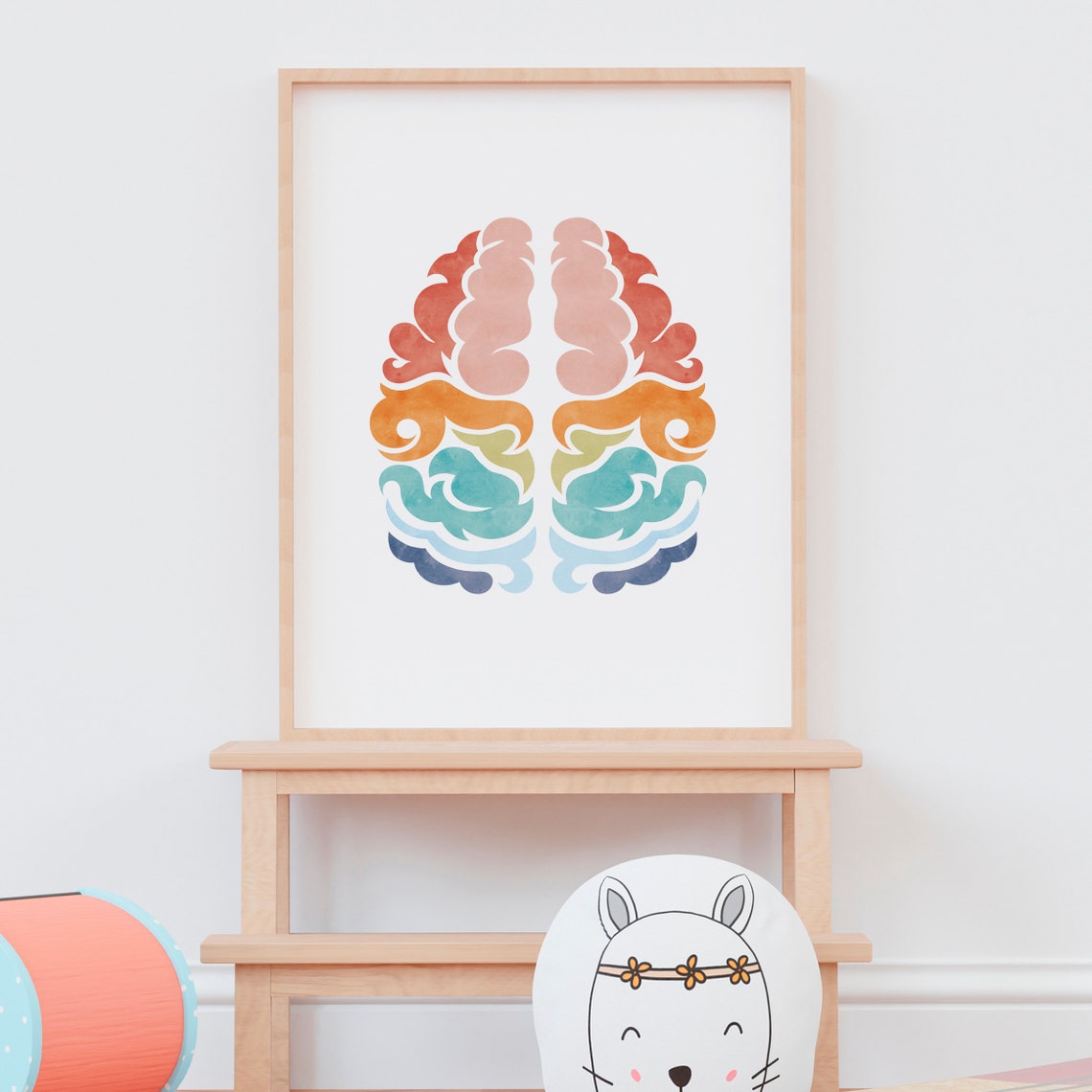 Rainbow Watercolor Brain Neurology Anatomy Therapy Office Art Poster - Image 6