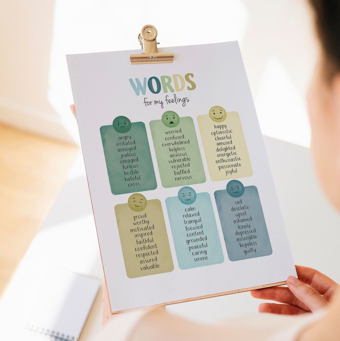 Words For My Feelings Poster Emotions Vocabulary Chart Kids Learning - Image 6