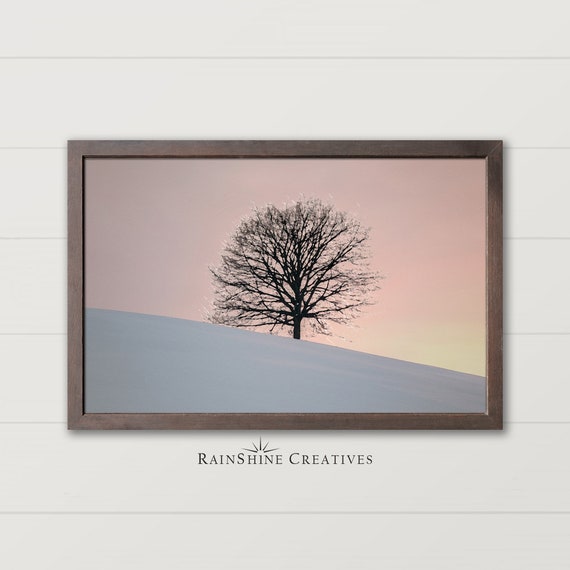Lone Tree In The Snow Oil Painting Wall Art Winter Dcor Art 31