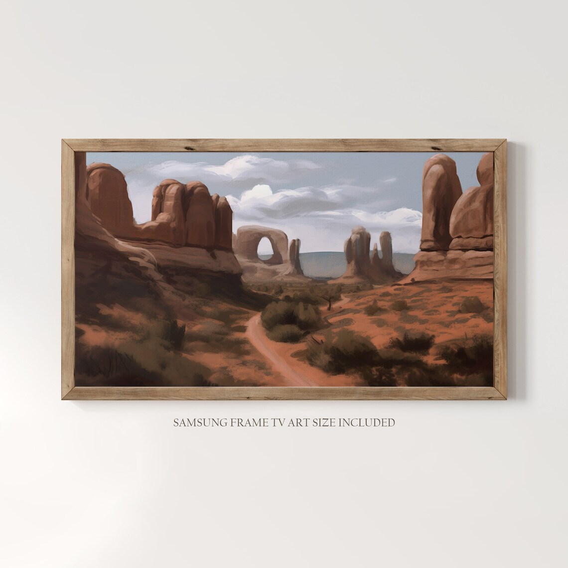 Arches National Park Vintage Oil Painting, Utah Usa - Image 3