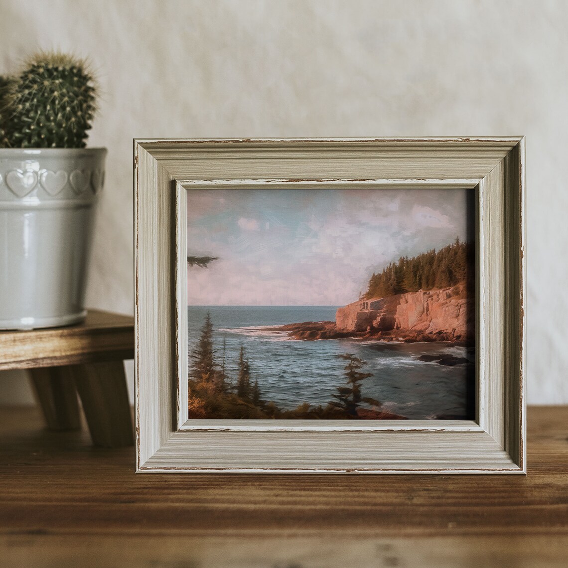 Acadia National Park Vintage Oil Painting, Maine USA - Image 2