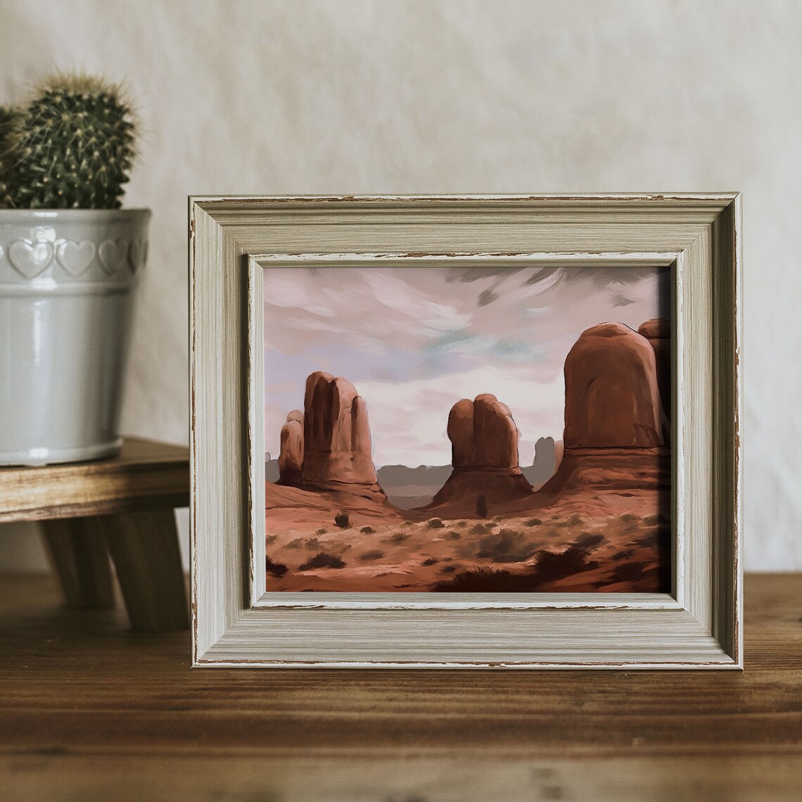 Arches National Park Vintage Oil Painting, Utah USA - Image 2